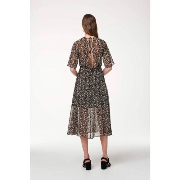 Rebecca Minkoff Ali‎ Women's Black Floral Print Short Sleeve Dress Size 0… - Picture 2 of 12